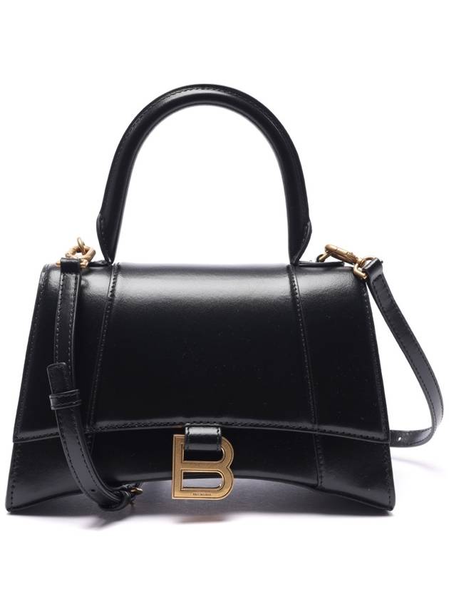 Hourglass Small Tote Bag in Shiny Box Calfskin Black - BALENCIAGA - BALAAN 3