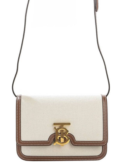 Two-Tone Canvas Leather Small TB Shoulder Bag Ivory - BURBERRY - BALAAN 2