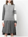 Women's Fun Mix 4 Bar Crew Neck Knit Top Grey - THOM BROWNE - BALAAN 5