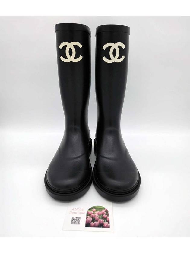 CC Logo Caoutchouc Rain Boots Black - CHANEL - BALAAN 3