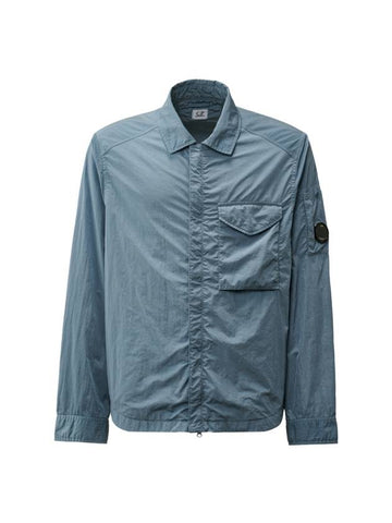 Chrome-R Lens Over Long Sleeve Shirt Blue - CP COMPANY - BALAAN 1