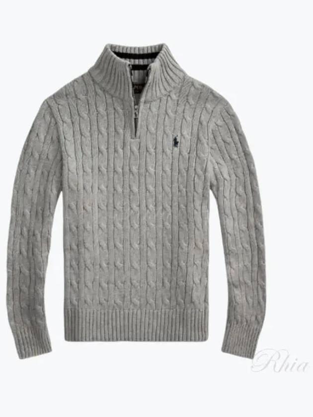 Kids Half Zip Up Knitwear Knit Adult Common 323868894013 GRAY - POLO RALPH LAUREN - BALAAN 1