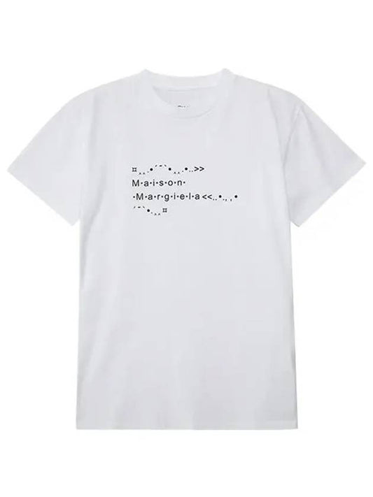 Women's Emoji Logo Font Generator Short Sleeve T-Shirt White - MAISON MARGIELA - BALAAN.