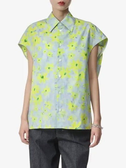 Floral Printing Short Sleeve Shirt Aqua Marine - MARNI - BALAAN 2