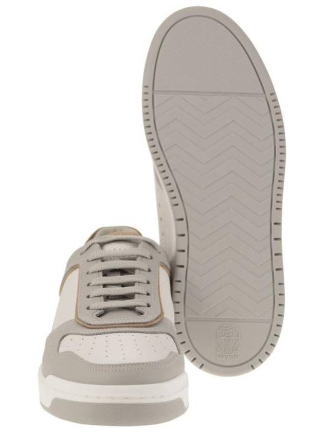 Logo Patch Leather Low Top Sneakers Grey - BRUNELLO CUCINELLI - BALAAN 6