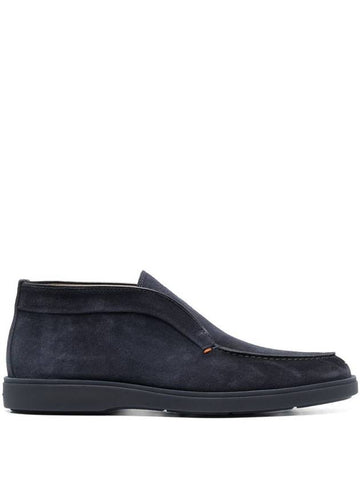 Santoni Moccasins In Blue Suede - SANTONI - BALAAN 1