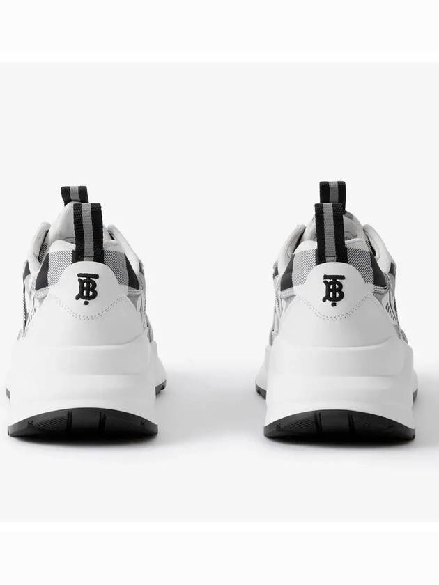 Check Pattern Leather Low Top Sneakers Black White - BURBERRY - BALAAN 5