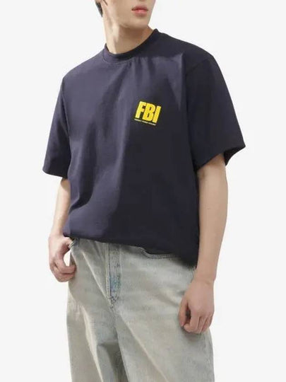 FBI Print Reversible Short Sleeve T-Shirt Navy - BALENCIAGA - BALAAN 2