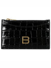 crocodile embossed zipper hour glass card wallet black gold - BALENCIAGA - BALAAN 2