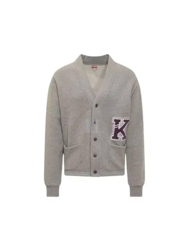 Varsity K Logo Cotton Cardigan Grey - KENZO - BALAAN 2