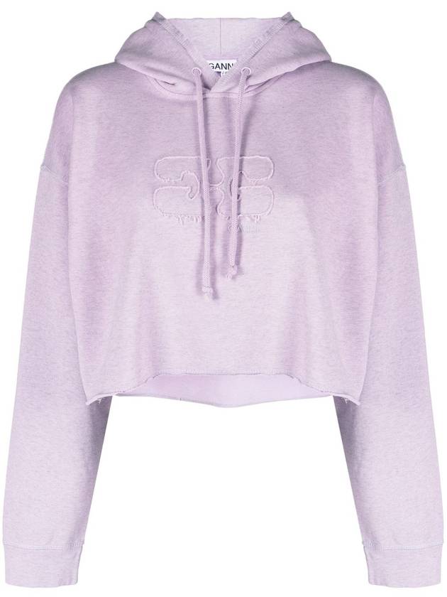 Crop Logo Hoodie Purple - GANNI - BALAAN 1