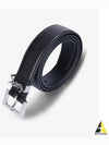 Silver Hardware Monogram Buckle Leather Belt Black - SAINT LAURENT - BALAAN 2