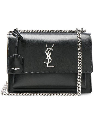 Sunset Monogram Medium Shoulder Bag Black - SAINT LAURENT - BALAAN 1