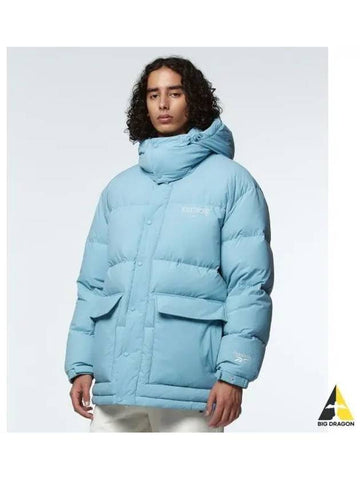 Classic Vector Bold Neck Hooded Down Jacket Light Blue - REEBOK - BALAAN 1