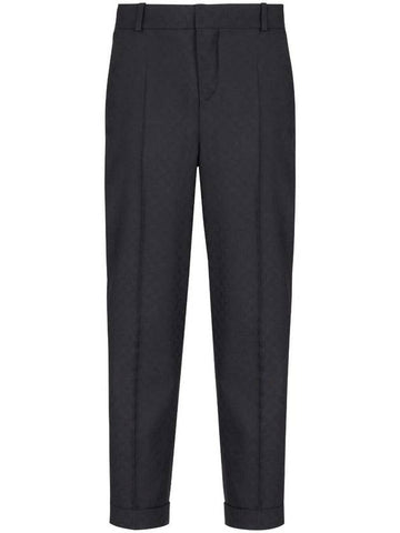 Balmain Monogram Jacquard Straight Wool Pants Clothing - BALMAIN - BALAAN 1