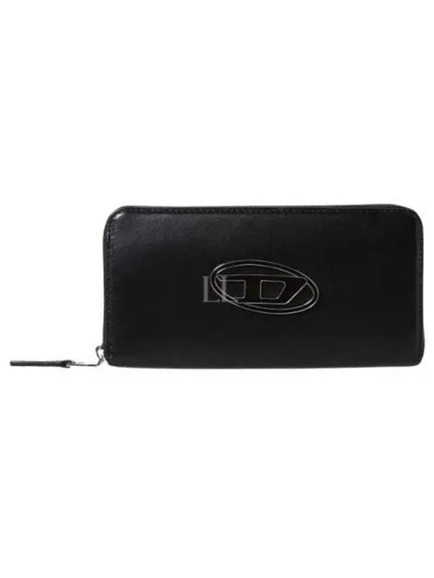 Garnet D Logo Leather Zipper Long Wallet Black - DIESEL - BALAAN 2