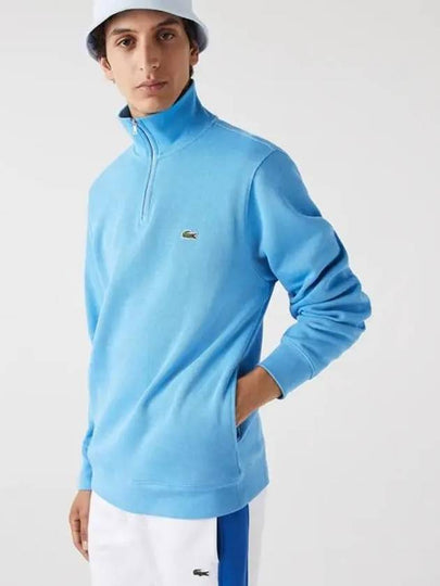 Men s Half Zip Up Cotton Sweatshirt Blue SH1927 4XA - LACOSTE - BALAAN 2