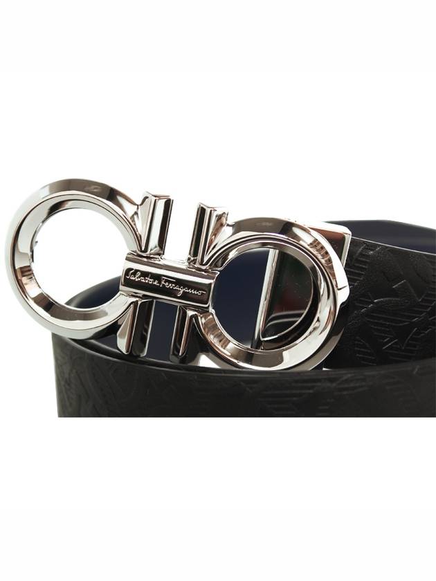 Gancini Buckle Reversible Leather Belt Navy Black - SALVATORE FERRAGAMO - BALAAN 7