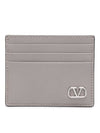 Men's V Logo Signature Leather Half Wallet Grey - VALENTINO - BALAAN 3