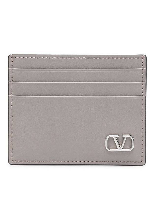 Men's V Logo Signature Leather Half Wallet Grey - VALENTINO - BALAAN 3