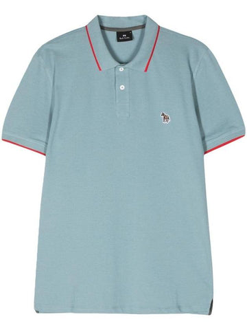 Zebra Logo Regular Fit Short Sleeve Polo Shirt Blue - PAUL SMITH - BALAAN 1