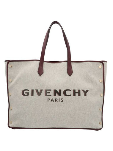 Bond Logo Tote Bag Grey Burgundy - GIVENCHY - BALAAN 1