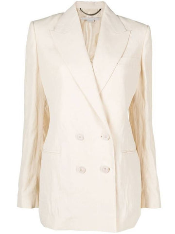 Women's Fluid Double Breasted Linen Jacket Buttermilk Cream - STELLA MCCARTNEY - BALAAN 1