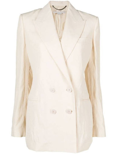 Women's Fluid Double Breasted Linen Jacket Buttermilk Cream - STELLA MCCARTNEY - BALAAN 1