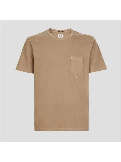 Small Logo Pocket Cotton Short Sleeve T-Shirt Beige - CP COMPANY - BALAAN 2