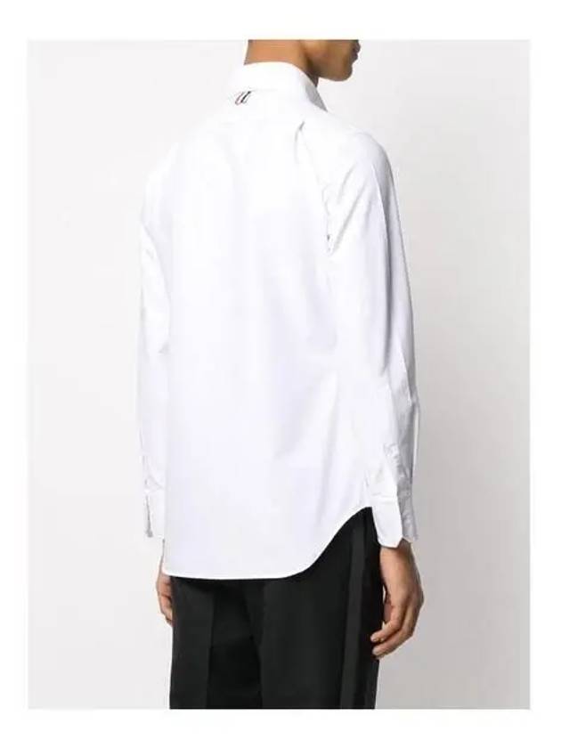 Men's Oxford Satin Diagonal Armband Long Sleeve Shirt White - THOM BROWNE - BALAAN.