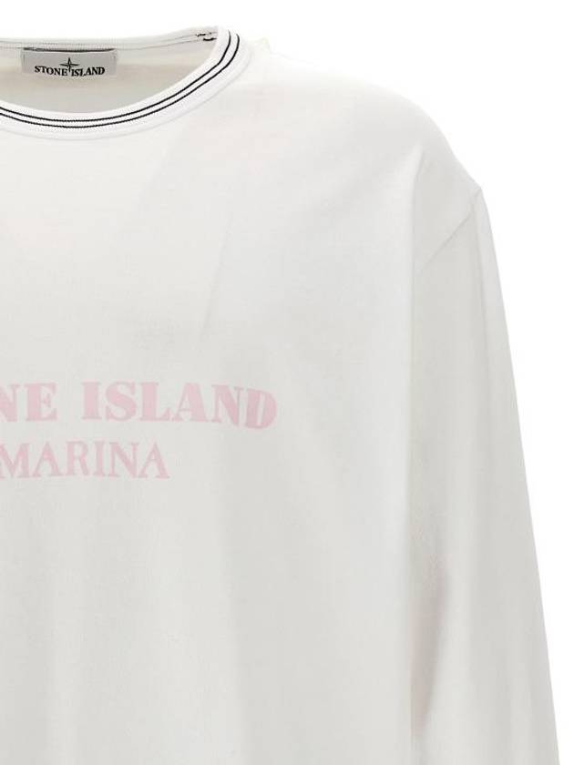 Logo Print Cotton Sweatshirt White - STONE ISLAND - BALAAN 4