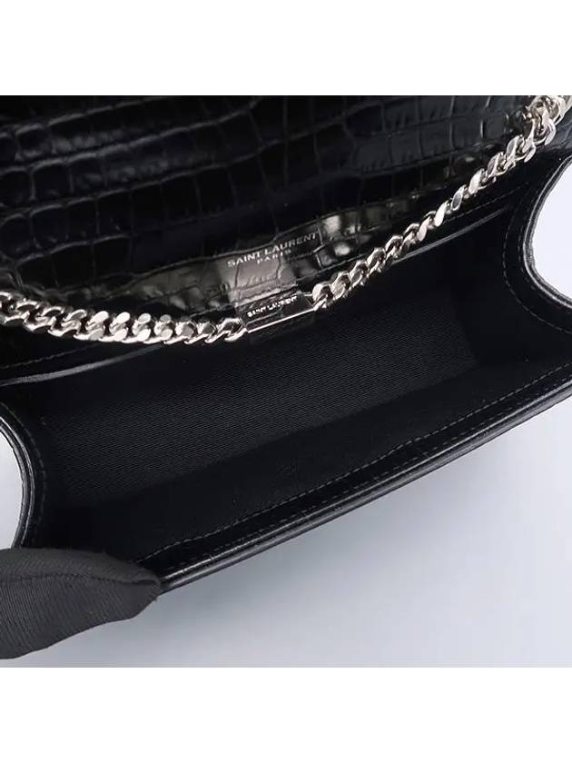 474366 Black Crocodile Silver Monogram Kate Tassel Cross Bag - SAINT LAURENT - BALAAN 5