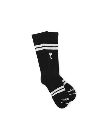 USC011 AW0015 001 De Coeur Heart Logo Striped Socks - AMI - BALAAN 1