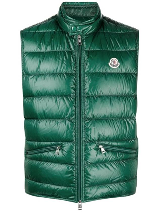 1A10700 53029 87F GUI Logo Patch Padded Vest Green Men's Jacket TJ - MONCLER - BALAAN 1