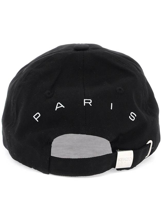 Paris Logo Print Cotton Ball Cap Black - KENZO - BALAAN 5