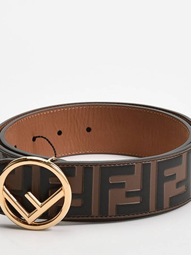 F Logo Buckle Leather Belt Brown - FENDI - BALAAN 3