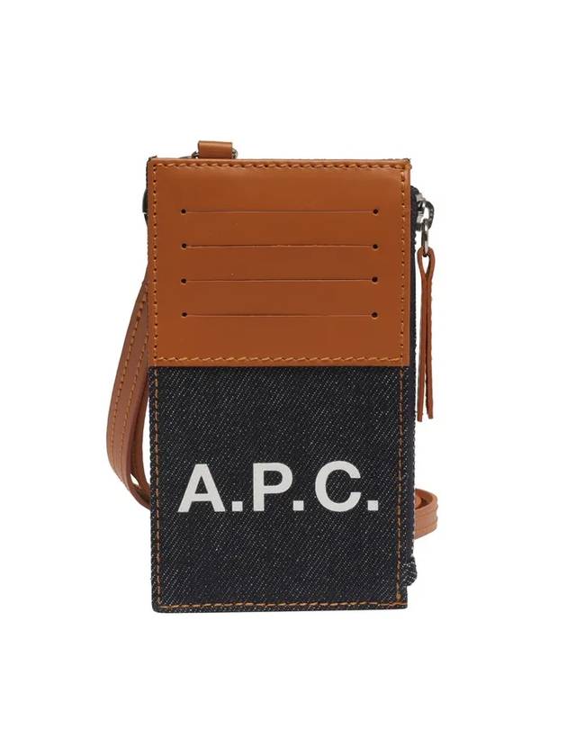 logo zipper strap leather card wallet dark brown - A.P.C. - BALAAN.