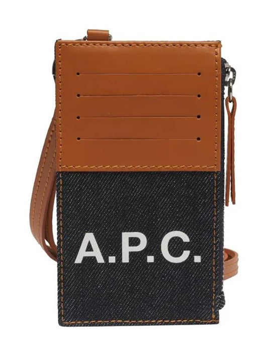 logo zipper strap leather card wallet dark brown - A.P.C. - BALAAN 1