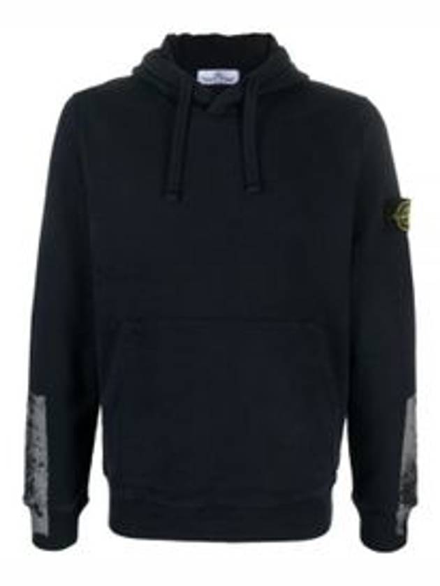 Tape For Print Brushed Cotton Fleece Hoodie Navy - STONE ISLAND - BALAAN 2