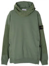 Garment Dyed Cotton Fleece Badge Hoodie Green - STONE ISLAND - BALAAN 2