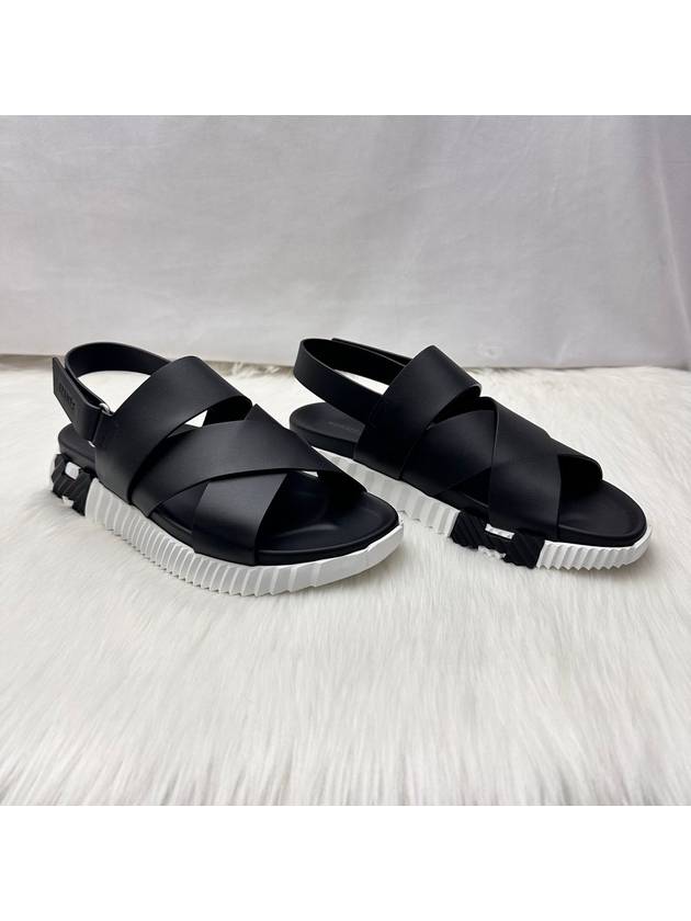 24 Years Men s Bouncing Sandals Leather 42 5 Slippers Black - HERMES - BALAAN 8