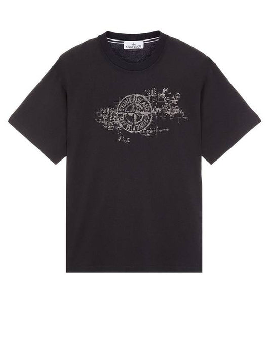 Camo Three Embroidery Regular Fit Cotton Jersey Short Sleeve T-Shirt Black - STONE ISLAND - BALAAN 1