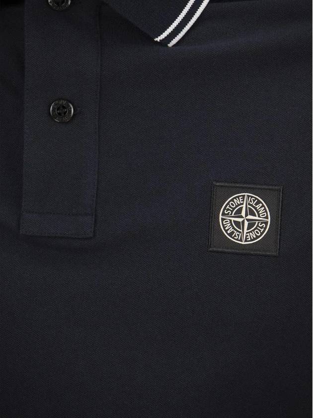 Stretch Cotton Pique Short Sleeve Polo Shirt Navy - STONE ISLAND - BALAAN 4