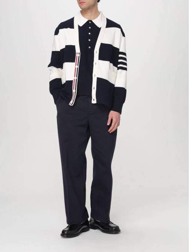 Cotton 4-Bar Relaxed Fit Hector Polo Shirt Navy - THOM BROWNE - BALAAN 3