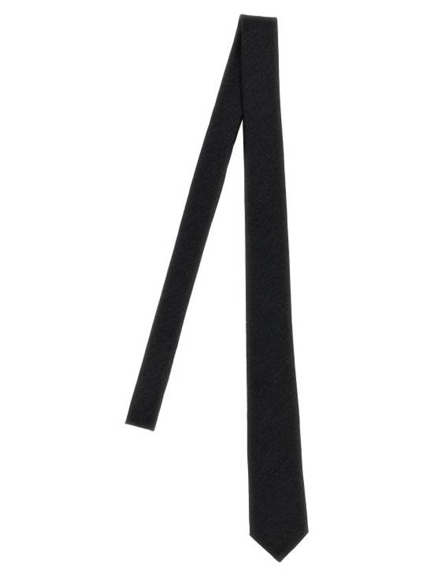 Wool Silk Tie Black - SAINT LAURENT - BALAAN 1