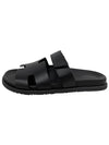 Hermes Chypre H Logo Calfskin Sandals Black - HERMES - BALAAN 2