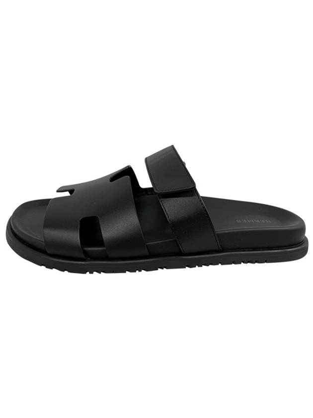 Hermes Chypre H Logo Calfskin Sandals Black - HERMES - BALAAN 2