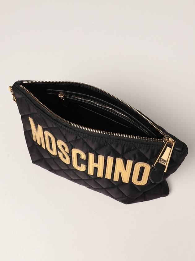 Gold Logo Quilted Clutch Bag Black - MOSCHINO - BALAAN 6