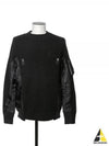 Nylon Twill Wool Knit Top Black - SACAI - BALAAN 2