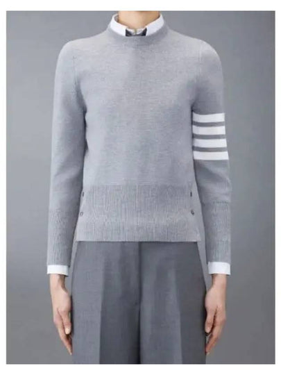 4-Bar Milano Stitch Crew Neck Knit Top Light Grey - THOM BROWNE - BALAAN 2